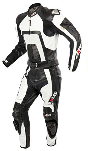 XLS Lederkombi Zweiteiler Motorradkombi schwarz weiß zweiteilig (58)