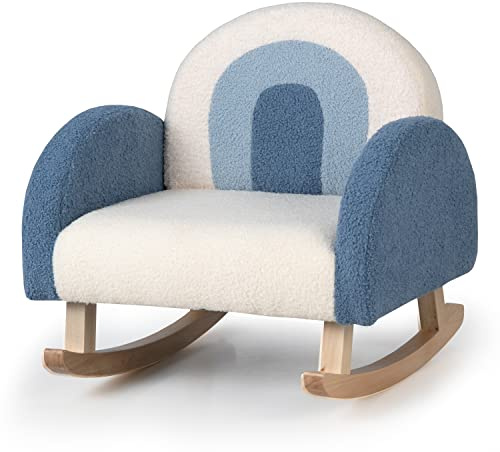 LIFEZEAL Kindersofa Schaukelstuhl, Kindersessel aus Teddy Samtmaterial & Massivholzbeinen, Mini Sofa für Mädchen & Junge, Kinderstuhl für Kleinkinder 3–5 Jahre