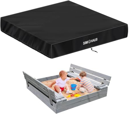 SIMPHAUS Sandkastenabdeckung Wasserdicht Sandkasten Abdeckung Abdeckplane Sandkasten Hülle Sandkastenplane Poolabdeckung Quadratisch mit Gummizug,Kordelzug,Winddicht,Anti-UV 420D Oxford 125x125x20cm