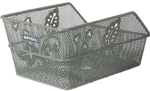 Basil Cento Flower Kinder-Fahrradkorb – Hinterrad – Fest Montierbar – 31×21×9 cm – Stabiler Stahlkorb