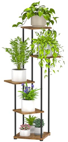 Digtokore Pflanzenständer für den Innenbereich, 5-stöckig, hoch, Pflanzenregal, Innen- und Außenbereich, Eck-Ausstellungsregal, Blumentopfhalter, Metall-Blumenregale für mehrere Pflanzen