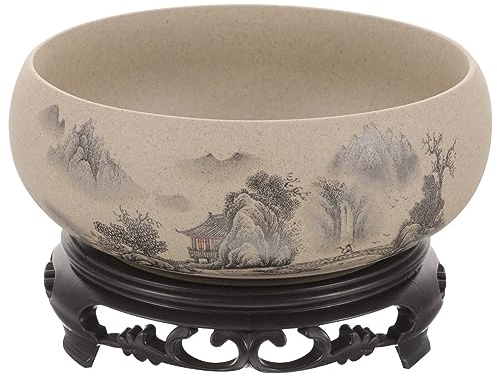 BESPORTBLE Blumentopf Porzellan Bonsai Schale Keramik Mit Sockel Großer Wasserpflanzen Topf Für Innenbereich Dekorativer Blumenkübel Für Wohnzimmer Und Garten