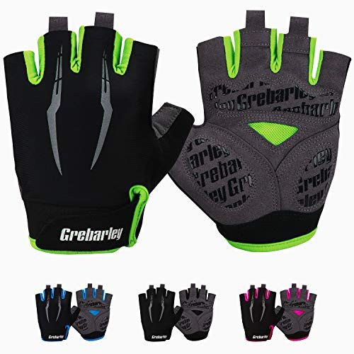 Grebarley Fahrradhandschuhe,Radsporthandschuhe rutschfeste und Stoßdämpfende Mountainbike Handschuhe mit geeiget Unisex Herren Damen