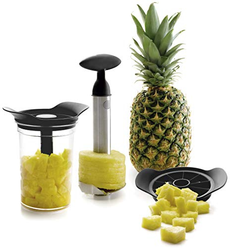 Lacor- 60393 - Ananasschneider & Schäler mit Boot, 3 in 1 Estrichschneider, enthält BPA Free Plastic Container, Geschirrspülmaschine, Edelstahl 18/10