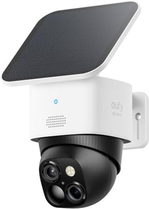 eufy Security SoloCam S340, Kamera Überwachung Aussen, 360°-Überwachung, Keine Toten Winkel, Überwachungskamera Aussen Akku, Solar, 2,4GHz WLAN, Gebührenfreie Nutzung, HomeBase 3 kompatibel