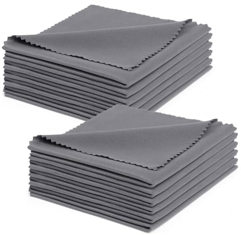 ACWOO 12 Brillentücher 20x 20cm– Mikrofaser Reinigungstuch, Brillenputztücher Extra Weich & Saugstark, Dunkelgrau