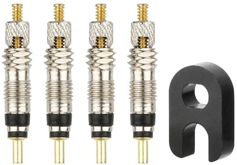 4 Stück Fahrradventil Adapter Französisches Ventil Sclaverandventil Ersatz Presta Ventileinsatz Ventilkappen Fahrrad Ventil Adapter mit 1 Stück Ventileinsatzentfernungswerkzeug zur Fahrradreparatur
