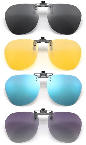 TYXHXTF 4 Stück Sonnenbrille Clip, Sonnenbrillen Aufsatz Brille für Brillenträger, Polarisiert Sonnenbrille Zum Aufstecken, 4 Farben, für Herren und Damen