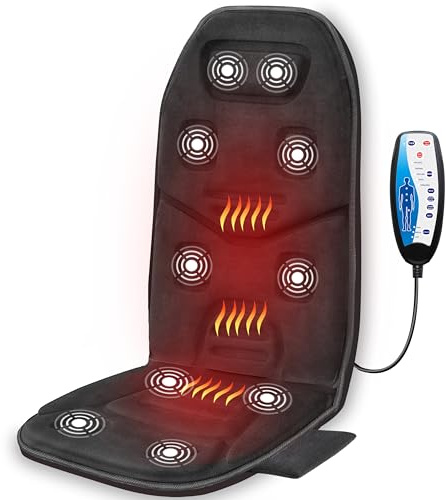 COMFIER Massagesitzauflage mit Wärme - 10 Vibrationsmotoren, Rückenmassagegerät für Stühle, Massagematte für Rücken, Geschenke für Männer/Frauen/Mama/Papa