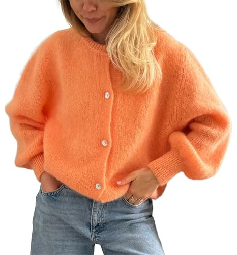 Yassiglia Strickjacke Damen Kurz Cardigan Herbst Elegant Übergang Jacke Vorne Offen Strickpullover Langarm Strickweste Y2k Strick Top für Teenager Mädchen