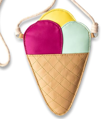 Papierdrachen Kinderhandtasche - veganes Accessoire für Kinder - Eistüte - Umhängetasche aus Kunstleder - tolle Geschenkidee für Mädchen