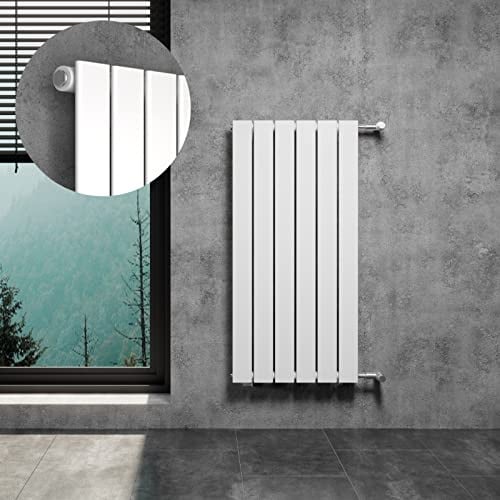 WITEN&NOCK Flach Paneelheizkörper Weiß 460 x 950 mm Einlagig, 495 Watt | POSTA Designheizkörper mit Seitenanschluss Austauschheizkörper Nabenabstand 900 mm inkl. Montageset