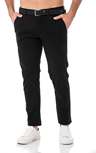 Redbridge Herren Chino-Hose mit Gürtel Bequeme Freizeit- und Businesshose