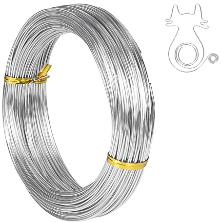Tenn Well Basteldrah 1mm, 51M Biegsamer Aluminiumdraht Draht zum Basteln Schmuckherstellung Bindedraht Modellierdraht DIY-Skulpturen, Bonsai-Bäume (Silber)