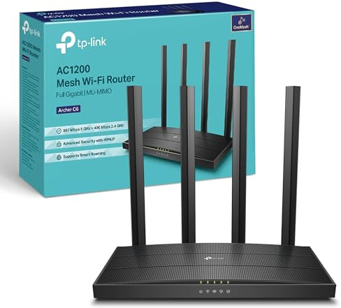 TP-Link Archer C6 Dualband Gigabit WLAN-Router (867Mbit/s 5GHz + 300Mbit/s 2,4GHz, 4 Gigabit LAN-Port, MU-MIMO, IPTV, Unterstützt Keine DSL-Funktion
