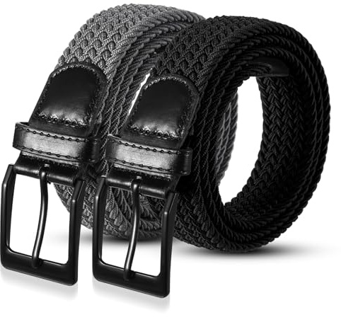 Utensilsto 2 Stück Stretchgürtel Herren,Elastischer Gürtel Herren | Elastik Flechtgürtel Geflochtener Gürtel Dehnbarer Gürtel für Herren Damen