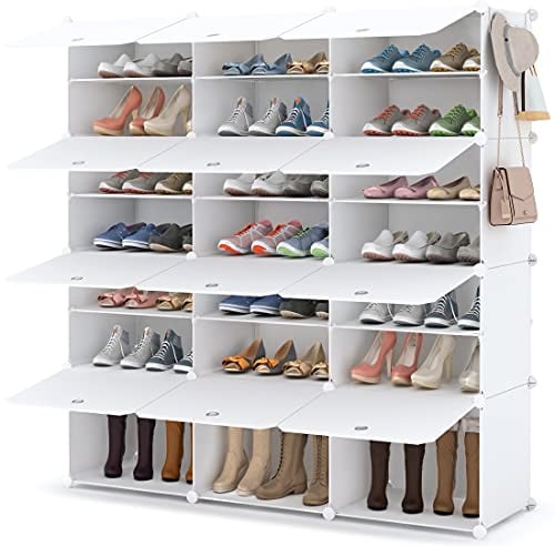 HOMIDEC Schuhregal, 7-stufiger Schuhschrank Schuhaufbewahrung für 42 Paar Schuhe und Stiefel, Kunststoff-Schuhregale Schuh Organizer für Flur Schlafzimmer Eingang, Weiß