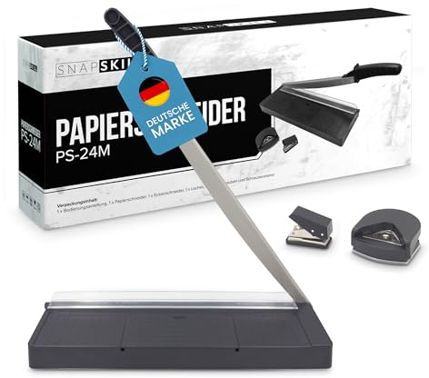SNAPSKILL® Papierschneider A4 Kompakt 34 cm | Für bis zu 8 Blätter A4-B7 (80g/m²) | Präzise Schneidemaschiene für Papier- & Bastelarbeiten | Ideal für Büro, Schule, Fotografie & Scrapbooking