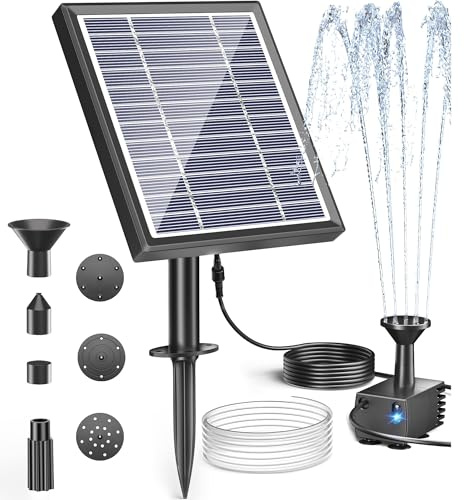 Biling Solar Springbrunnen für außen, 2.5W Solar Teichpumpe mit Filter Solar Brunnenpumpen, Solar Wasserpumpe Außen Solar Brunnen mit Wasserleitung für Miniteich, Solar Wasserspiel Draussen