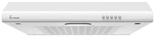 KKT KOLBE Unterbau-Dunstabzugshaube Flachschirmhaube UBH600W, 60 cm weiß | Abluft und Umluft, Edelstahl, Druckknopf-Bedienung, LED-Beleuchtung, 3 Leistungsstufen