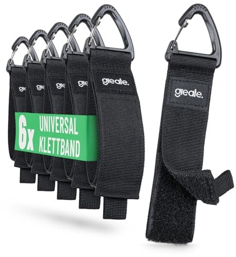 greate 6x Verlängerungskabel Organizer & Aufhänger bis 22kg - Klettband mit Haken für Kabel & Schläuche - Ideales Werkstatt Zubehör - Verlängerungskabel Halter - Verlängerungskabel aufhängen