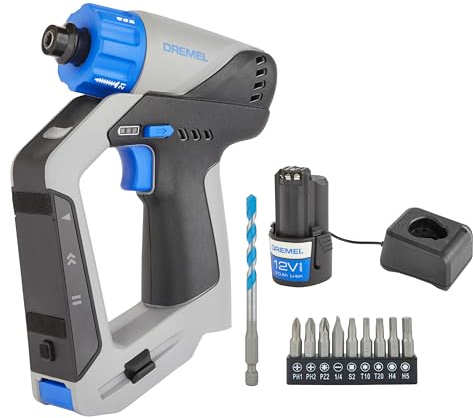 Dremel Blueprint 12V 3-in-1 Akku-Bohrschrauber Multischrauber Set | mit Ortungsgerät, Abnehmbarer Linienlaser, 2.0 Ah Akku, 9x Schrauberbit, Multimaterial Bohrer Bit, Battery Powered