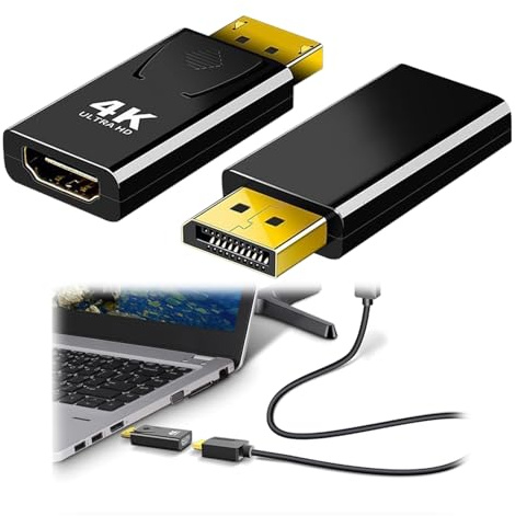 TASSFROO 2 Stück DisplayPort auf HDMI Adapter, 4K DP zu HDMI Adapter DisplayPort Stecker auf H-D-M-I 1080P 3D Unterstützung Konverter Vergoldet für Laptop TV Projektor Monitor, Kompakt und Tragbar