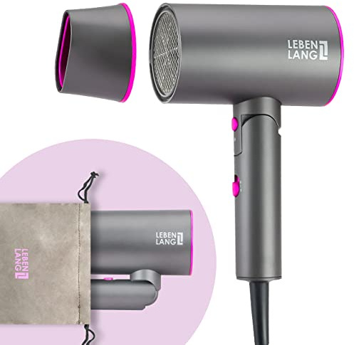 LEBENLANG Föhn Haartrockner Ionen 2100W - Anti-Spliss mit Kaltluft Modus | Reisefön klappbar klein & Zubehör | Reise Hair Dryer Ion Fön Haarföhn Haarfön Reiseföhn Foehn Dryers Hairdryers Hairdryer