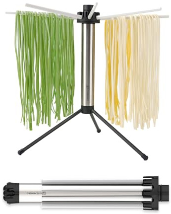 KITCHENDAO Nudeltrockner, einfache Lagerung, schnell aufgebaut, faltbares Nudeltrockner-Rack, Spaghetti-Nudelaufhänger, abnehmbar für leicht zu reinigen, drehbare Arme, hält bis zu 2.3 kg