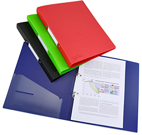 Rapesco 1658 Ringbuch, 2 Ringe, 35 mm Rücken, A4, 4er Pack | Sortierte Farben, Germ-Savvy Antibakterieller Schutz