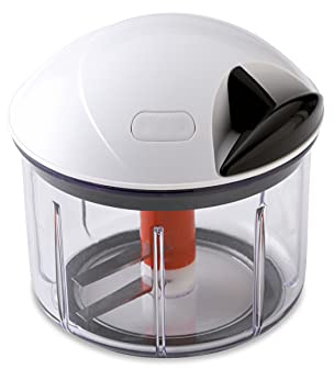 Fissler Finecut / Obst und Gemüseschneider, Multi- Zerkleinerer-manuell, Universalschneider-Küche, Zwiebel-Cutter mit Zugmechanismus (mixen, schleudern, aufbewahren), Weiß