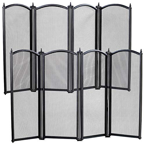 Carlo Milano Kaminschutz: 2er-Set Funkenschutzgitter, 4-teilig, je 87 x 49 cm (Funkengitter Kamin, Funkenschutzgitter Kamin, feuerfest)
