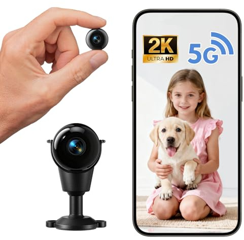 JOYTOUR Mini Kamera, 5G WLAN Überwachungskamera mit Kostenlosem Cloud-Speicher, 2K HD Kamera Überwachung Innen, Mini Kamera Live Übertragung Handy, Bewegungserkennung & Nachtsicht