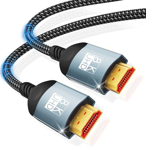 HDMI Kable 2.5M 10K 8K,Ultra High Speed HDMI Kabel 10K 8K@60Hz 4K@240Hz,HDMI 2.1 Support HDR10+ eARC 3D HDCP 2.2&2.3 VRR DTS:X,Compatible with PS5/4 X-Box HDTV Blu-ray Player/Monitor/Laptop/Projektor