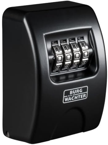 Burg Wächter Schlüsseltresor mit 4-stelligem Zahelncode für außen und innen, Sicher, Wandmontage, Key Safe 10 SB, Schwarz, KeySafe 10, Außen: 85x61x39mm (HxBxT)