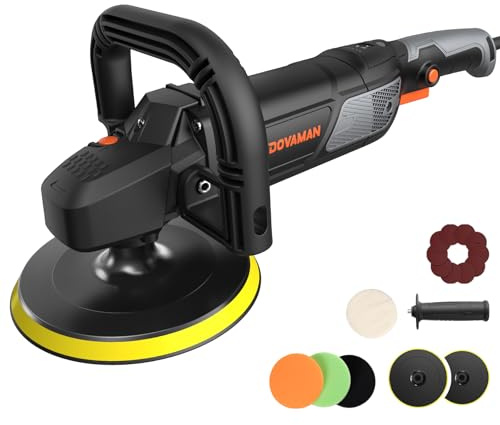 PLS03A Auto Poliermaschine 1500W, Rotationspolierer 180/150 mm, 6 Variable Geschwindigkeiten (600–3000 U/min), Abnehmbarer Griff, Polier Set für Lackaufbereitung, Polieren & Wachsen