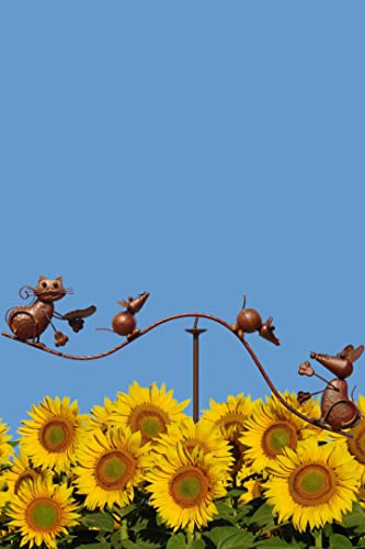 Pommerntraum ®| Windspiel Gartenpendel Metallwindspiel Katzen Mäuse Unruhe | Gartendeko Gartenkunst Gartenstecker Katzendeko Mäusefigur Katzenfigur Gartenpoesie Gartenfigur (VERRÜCKTE KATZ + MAUS BANDE)