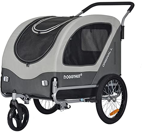Doggyhut Original Large Fahrradanhänger & Hundebuggy 2 in 1 für Hunden bis 35kg Hundeanhänger Jogger Hundewagen mit Feststellbremse Tiggo 80405
