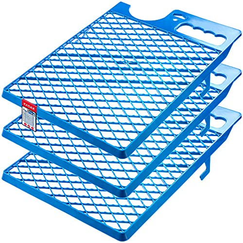 KADAX Abstreifgitter, 39 x 28 cm, Farbgitter aus Kunststoff, großes Malergitter für Farbe, Malerzubehör, Abstreichgitter, Abtropfgitter, Malerwerkzeug, Farbabstreifer (3, blau)