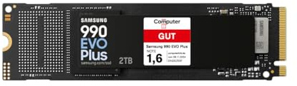 Samsung 990 EVO Plus NVMe M.2 SSD 2 TB, PCIe 4.0 x4 / PCIe 5.0 x2, NVMe 2.0 (2280), 7.250 MB/s Lesen, 6.300 MB/s Schreiben, Interne SSD für Gaming und Grafikbearbeitung, MZ-V9S2T0BW