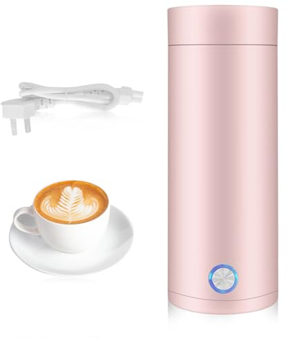 Riisoyu Reise Wasserkocher Klein 400ml für Tee und Milch, Kaffee, Rosa | Mini Elektrischer Wasserkocher 3 in 1 Reisewasserkocher Klein Edelstahl-Liner Schnell Wasser Kochen Reisewasserkocher