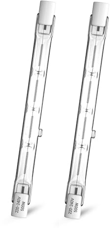 CucuGo 500W 118mm R7S Halogen Leuchtmittel, Dimmbar Halogenstab, 230V, 11000LM, 2800K Warmweiß, J-Typ für die Beleuchtung von Haus, Arbeit, Stehleuchte etc (2er Pack)