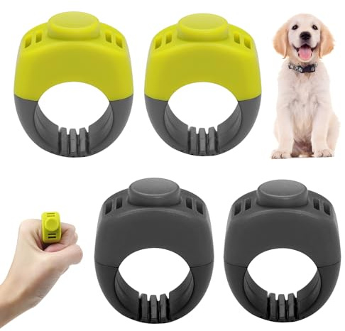 Puasok 4er Set Klicker Hund 19 mm & 21 mm, Clicker Hund & Klicker Katze Trainingsset mit Fingerring, Hundetraining Zubehör, Katzen Clicker Set für Hund, Katze & Pferd, praktischer Hundeklicker