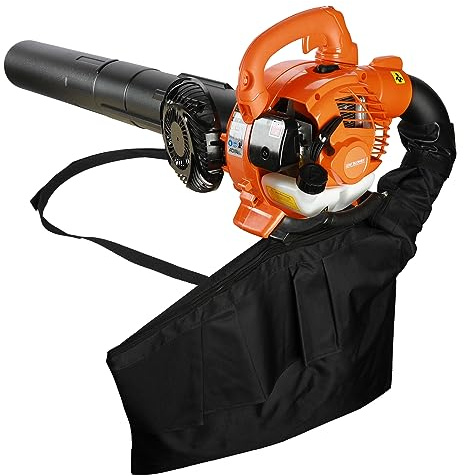 26CC Laubsauger Laubbläser Benzin, 2-Takt Motor laubsauger, 0.7KW/2HP 424 CFM laubbläser, Fangsack, 5 Blasrohre Benzin Blasen und Saugen Doppelfunktion Laubsammler