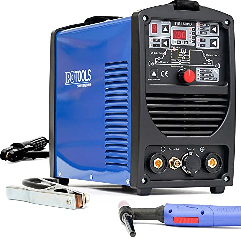 IPOTOOLS 160PD WIG Schweißgerät - TIG WIG Schweissgerät 160 Amper Volldigitales Inverter Schweißgerät mit HF-Zündung, Pulsfunktion, MMA, IGBT, 32-bit Mikroprozessor, 7 Jahre Garantie