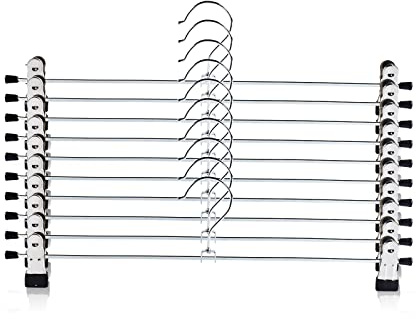 Hosenbügel Metall 40 cm, Rockbügel, Kleiderbügel Hosen Röcke Platzsparend mit 360° Drehbar Haken, 10 Stück, Schwarz
