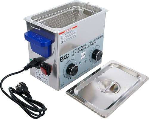 BGS 6879 | Ultraschall-Teilereiniger | 3,2 l Tankinhalt | Edelstahlgehäuse, Behälter, Deckel & Korb | 40 kHz | 220 W | 230 V (AC) | 0 - 20 min | 20 - 80 °C