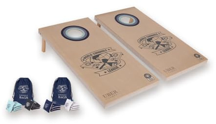 Uber Games - World Cornhole League - 120x60 cm Doppelbrett-Set & Tasche - Turnierqualität Board (4x2 ft) & 16 Cornhole Bags - Officieel Product (Brett (Ohne Tasche))