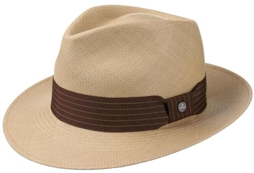 LIERYS Brown Rockfall Panamahut Handmade in Ecuador Herren Strandhut mit breiter Krempe Bogarthut Frühjahr Sommer beige-braun M (57-58 cm)