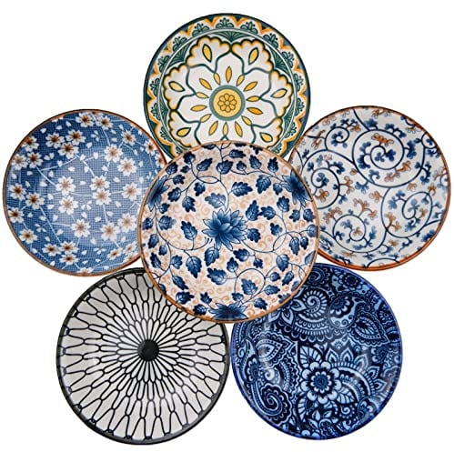 TuYines Keramik Dipschalen,Gewürzschalen Klein,Soja Saucenschälchen,Dipschälchen,Tapas Schalen Set,Snackschalen & Dipschalen,Snackschalen Set 6er,Ø 10 cm Snack Bowl für Sushi,Snack